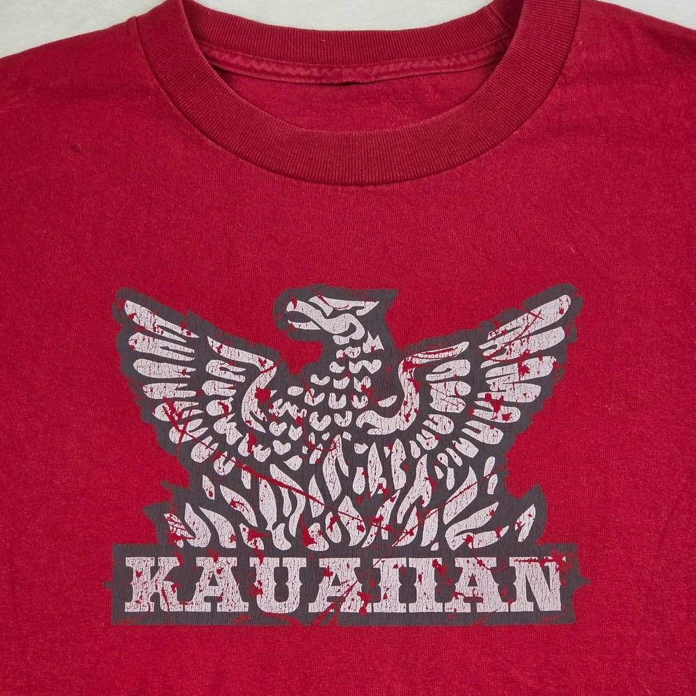 Kauaian Graphic T-Shirt Mens Large Red Short Sleeve Eagle Logo Distressed Tee
